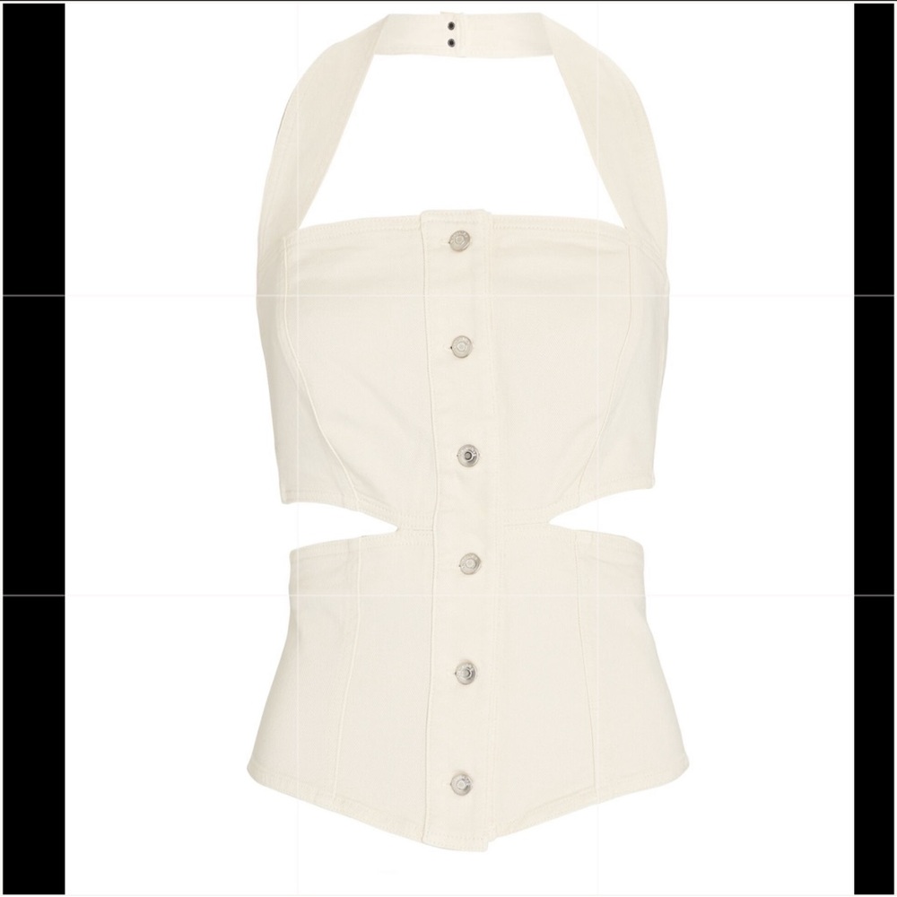 Nanushka Denim Cut-Out Halter Top